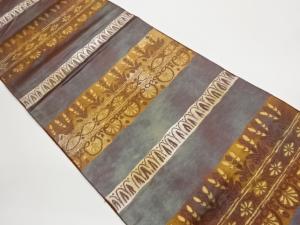 引箔横段に花唐草模様織出し袋帯